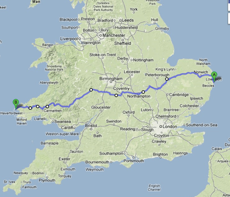 route map for ride east to west